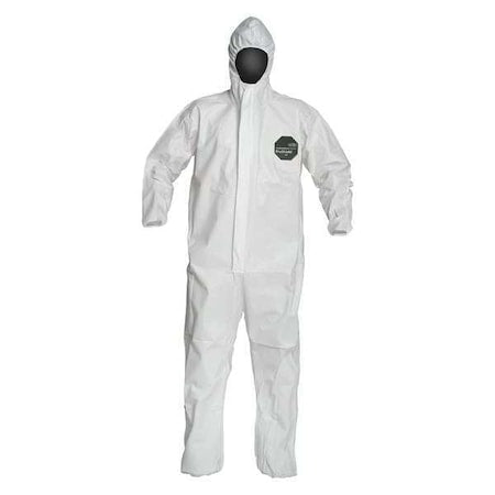 Hooded Disposable Coveralls, 3XL, White, zipper