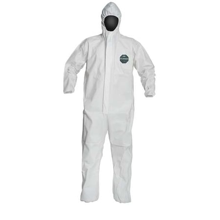 Hooded Disposable Coveralls, S, White, Microporous Film Laminate