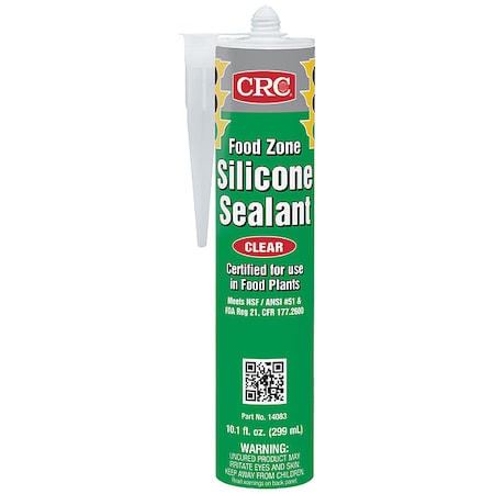 Silicone Sealant, 10 oz, Cartridge, Clear, Silicone Base, Food Zone