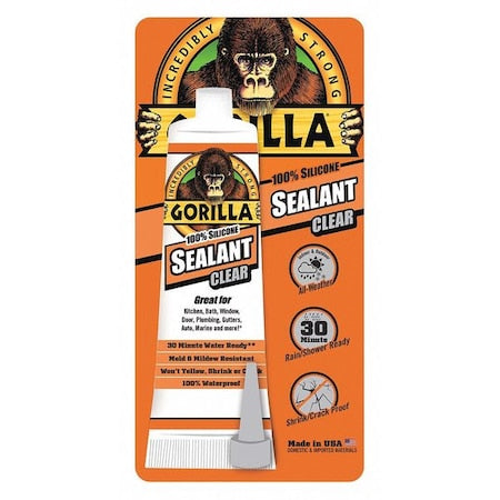 Silicone Sealant, 3 oz, Tube, Clear, Silicone Base