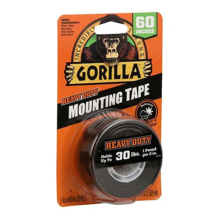 Double-Sided Foam Mounting Tape, 1 in W, 1 11/16 yd L, 1/16 in, Acrylic Foam, Double-Sided