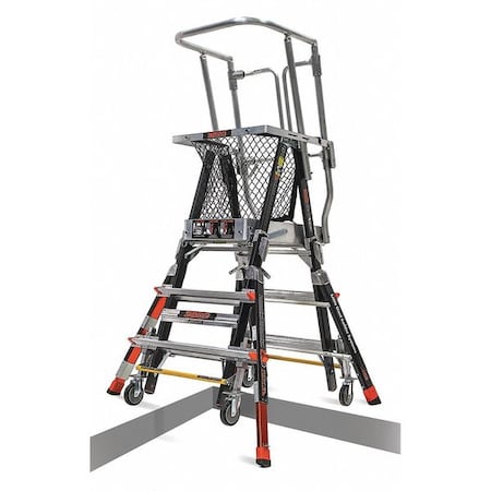 3 to 5 ft Fiberglass, Platform Stepladder, 375 lb Capacity