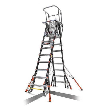 8 to 14 ft Fiberglass, Platform Stepladder, 375 lb Capacity