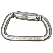Carabiner, Double-Locking, Offset-D, 535EDGPP5K Length, 3/4" Gate Opening, Stainless Steel, Silver