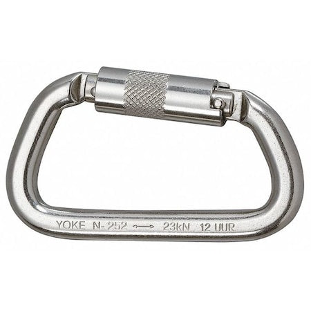 Carabiner, Double-Locking, Offset-D, 535EDGPP5K Length, 3/4" Gate Opening, Stainless Steel, Silver