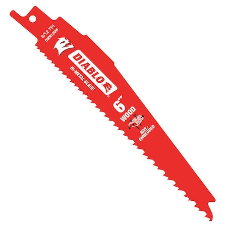 6 in L x 6/12 TPI Reciprocating Saw Blade, 5 PK