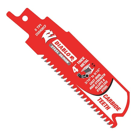 4 in L x 8 TPI Reciprocating Saw Blade, 3 PK