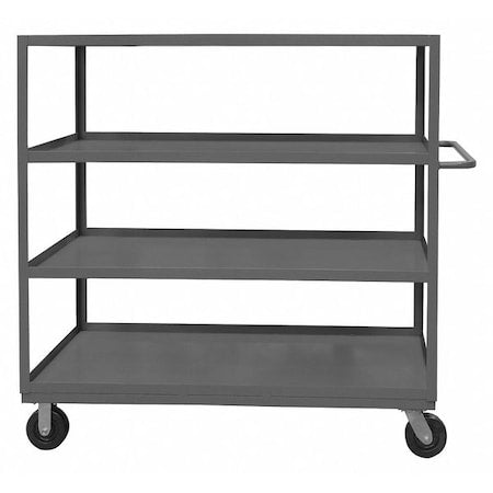Utility Cart with Lipped Metal Shelves, Steel, 3,000 lb Load Capacity, 4 Shelves, 52 in L, 34 in H