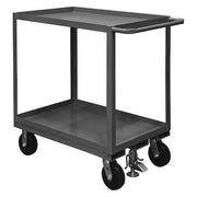 Cart, Steel, 2,400 lb Load Capacity, 2 Shelves, 54 1/4 in L, 30 1/4 in W, 39 in H, Flat Handle
