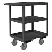 Utility Cart with Lipped & Flush Metal Shelves, Steel, 1,200 lb Load Capacity, 3 Shelves, 30 in L