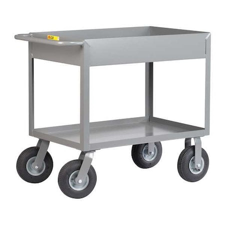 Utility Cart with Deep Lipped Metal Shelves, Steel, 1,200 lb Load Capacity, 2 Shelves, 53 1/2 in L