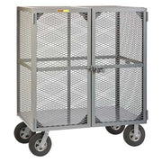 Dual-Latch Welded Mesh Security Cart with Fixed Shelves, 1,500 lb Capacity, 27 in W x 61 in L x