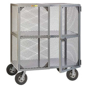 Dual-Latch Welded Mesh Security Cart with Fixed Shelves, 1,500 lb Capacity, 27 in W x 49 in L x