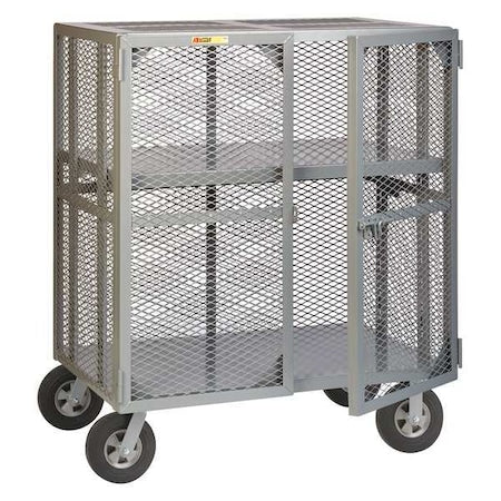 Welded Mesh Security Cart with Adjustable Shelves, 1,500 lb Capacity, 24 in W x 60 in L x 60 in H