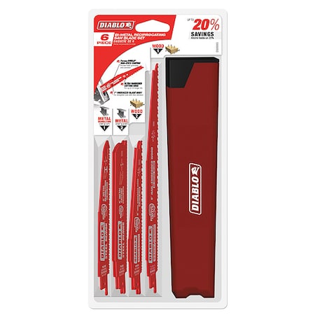 6", 9" L x General Purpose Cutting Reciprocating Saw Blade Set