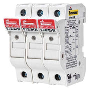 Fuse Holder, 0 to 30A Amp Range, 600V AC/DC Volt Rating, 3 Poles, Clamp/Spade Lug