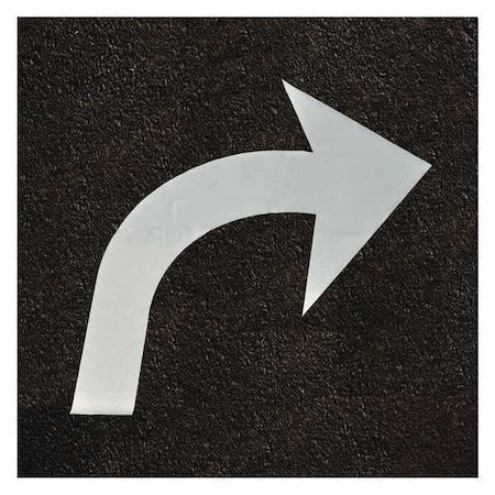 Right Curve Arrow Symbol Tape, Retroreflective Polymer, 96 in Length, 73" Width, 1/16 in Height