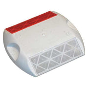 Pavement Marker, Retroreflective Polymer, 4 in Length, 3 3/4 in Width, 5/8 in Height, White/Red
