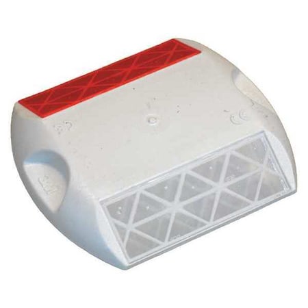 Pavement Marker, Retroreflective Polymer, 4 in Length, 3 3/4 in Width, 5/8 in Height, White/Red