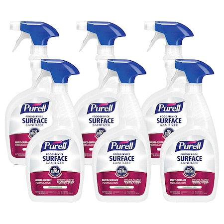 Foodservice Surface Sanitizer, Trigger Spray Bottle, 32 oz Container Size, Ready to Use, 6 PK