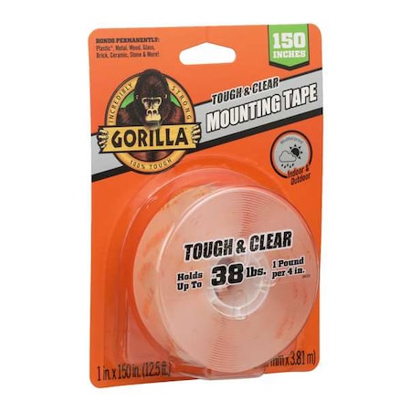 Double Side Foam Mounting Tape, 1 in W Thick, Transparent, 1 Pk