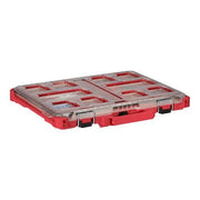 10 Compartments PACKOUT Tool Case, 16-3/8 in W x 16-1/4 in D x 2-1/2 in H, Red