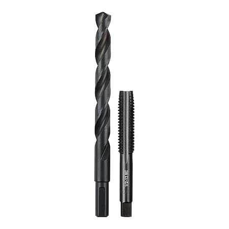 1/2"-13 NC Straight Flute Plug Tap & 27/64" Drill Bit
