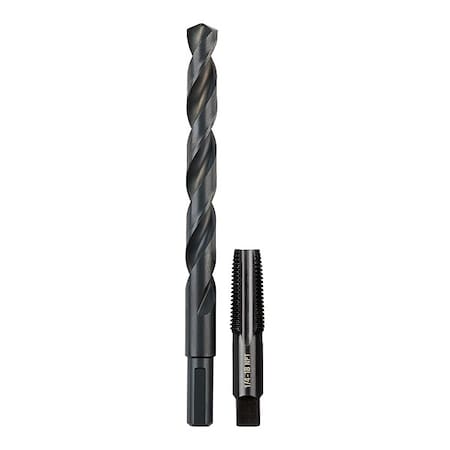 1/4"-18 NPT Straight Flute Plug Tap & 7/16" Drill Bit