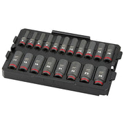 19 pc. SHOCKWAVE Impact Duty 3/8" Drive Metric Deep Well Socket Set, PACKOUT Low Organizer Tray
