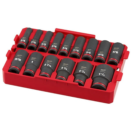 15 pc. SHOCKWAVE Impact Duty 1/2 in. Drive SAE Deep Well Socket Set with PACKOUT Organizer Tray