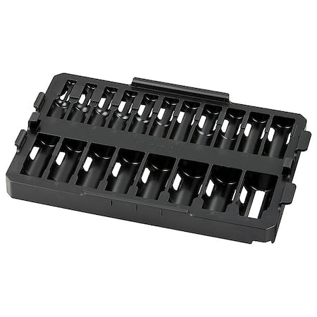 PACKOUT Low-Profile Organizer Tray for 19 pc. SHOCKWAVE Impact Duty 3/8 in. Drive Metric Deep Well Sockets