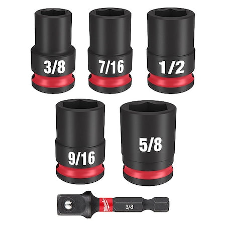 6 pc. SHOCKWAVE Impact Duty 3/8 in. Drive SAE Standard 6 Point Socket Set