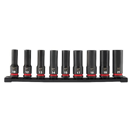 9 pc. SHOCKWAVE Impact Duty 1/2 in. Drive Metric Deep Well 6 Point Socket Set