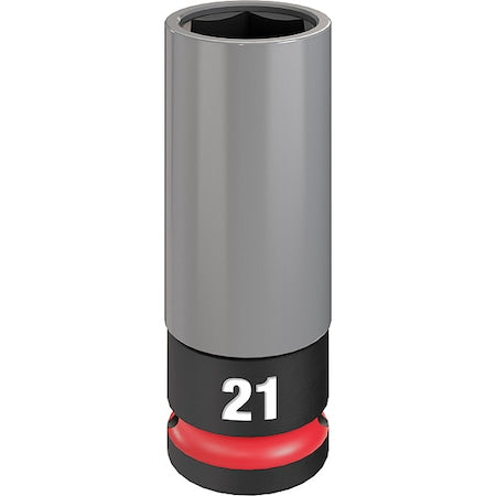 1/2 in Drive Lug Nut Wheel Socket Deep Socket, Black Phosphate, Lug Nut Wheel Plastic,21 mm Sz
