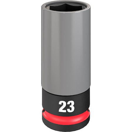1/2 in Drive Lug Nut Wheel Socket Deep Socket, Black Phosphate, Lug Nut Wheel Plastic,23 mm Sz