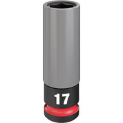 1/2 in Drive Lug Nut Wheel Socket Deep Socket, Black Phosphate, Lug Nut Wheel Plastic,17 mm Sz