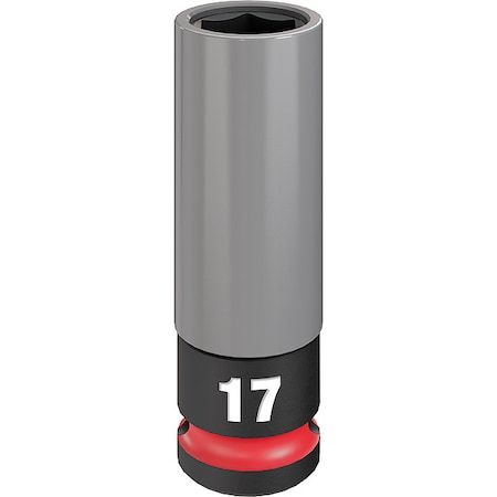 1/2 in Drive Lug Nut Wheel Socket Deep Socket, Black Phosphate, Lug Nut Wheel Plastic,17 mm Sz