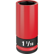1/2 in Drive Lug Nut Wheel Socket Deep Socket, Black Phosphate, Lug Nut Wheel PLAS,1 1/16 in Sz