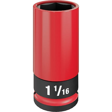 1/2 in Drive Lug Nut Wheel Socket Deep Socket, Black Phosphate, Lug Nut Wheel PLAS,1 1/16 in Sz