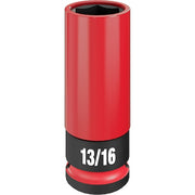 1/2 in Drive Lug Nut Wheel Socket Deep Socket, Black Phosphate, Lug Nut Wheel Plastic,13/16 in Sz