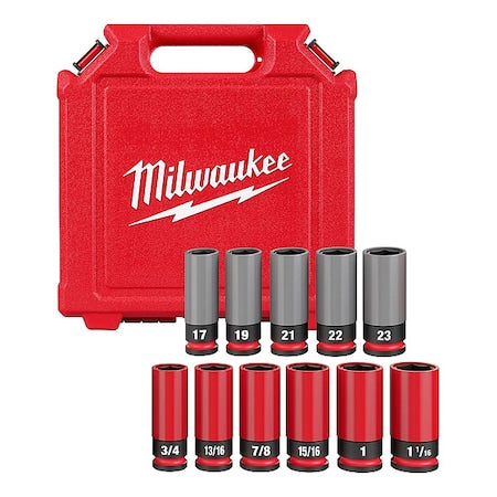 1/2 in Drive Lug Nut Wheel Socket Set, Metric, SAE, 11 pcs