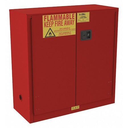 Hazardous Material Storage Cabinet, 30 gal, 1 Shelves, Steel, 43 in W x 45 1/2 in H x 18 in D, Red