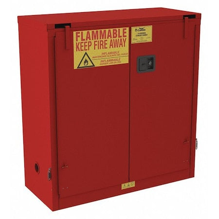 Flammable Safety Storage Cabinet, Recessed Pull Handle, Red, 1 Shelves