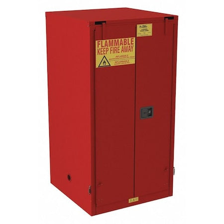 Flammable Safety Storage Cabinet, Recessed Pull Handle, Red, 2 Shelves