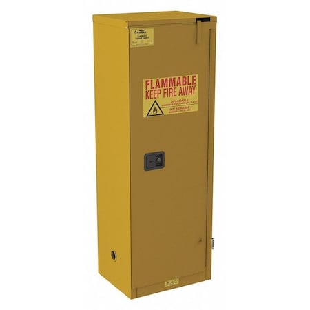 Hazardous Material Storage Cabinet, 24 gal, 3 Shelves, Steel, 23 in W x 65 in H x 18 in D, Yellow
