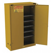 Hazardous Material Storage Cabinet, 60 gal, 5 Shelves, Steel, 43 in W x 65 in H x 18 in D, Yellow