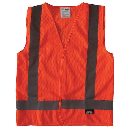 Safety Vest,Orange/Red,S,Hook-and-Loop