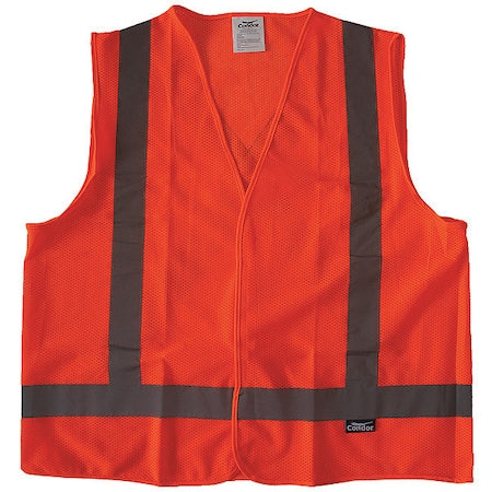 Safety Vest,Orange/Red,2XL,Hook-andLoop