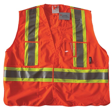 Safety Vest, Orange/Red, 4XL/5XL, Polyester