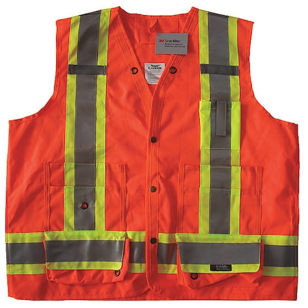 Safety Vest,Orange/Red,2XL,Snap